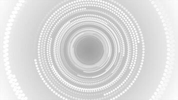 White and Black color flying through rotating circular dots 3D depth tunnel modern design seamless background video