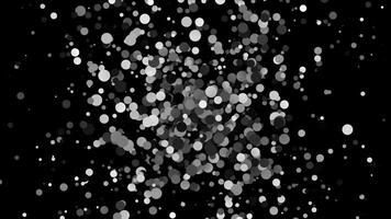 White slowly exploding particles on black background video