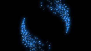 Royal blue color glowing and shiny particles for intro on black background video
