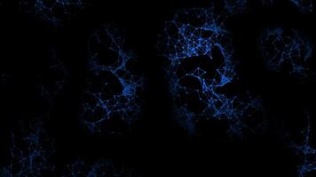 Royal blue color lines and dots poly design modern plexus slowly moving on black background, loop able futuristic background video