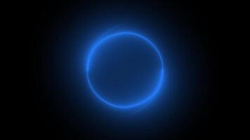Royal blue glowing particles element rotating in circular motion on black background, element for intro , logo reveal , opener video