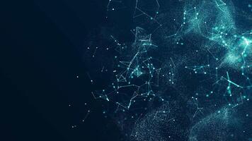 Abstract connected dots and lines on blue background. Communication and technology network concept with moving lines and dots . video