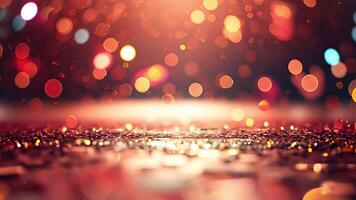 Vibrant bokeh lights creating a festive atmosphere with warm tones. Festive background for Valentine's Day, New Year, party video