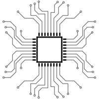 technology circuit board. CPU Chip on Motherboard vector