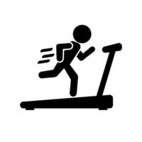 Person running on treadmill silhouette icon. vector