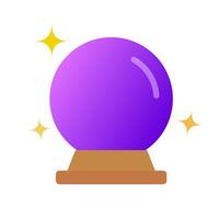 Mystical Purple Crystal Ball with Sparkles icon. vector