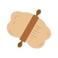 Roll out dough with rolling pin. vector