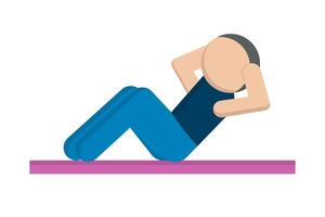 Flat design sit-up person icon. vector