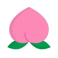 Pink peach fruit icon. vector