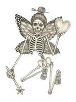 Fairy skull fantasy art design by hand drawing on paper and make graphic . vector