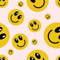 Round abstract faces with different emotions. Seamless background with various colorful characters. cartoon style. flat design. Set of emoticons for print, paper, fabric. vector