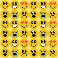 Round faces with different emotions. Seamless background with various colorful characters. cartoon style. flat design. Set of emoticons for print, paper, fabric. vector