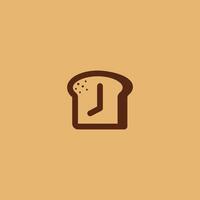 bread time logo design on isolated background, sliced bread with clock logo concept vector