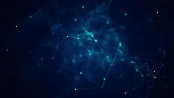 Technology network backgroung. Abstract connected dots and lines on blue background. Communication and technology network concept with moving lines and dots. video