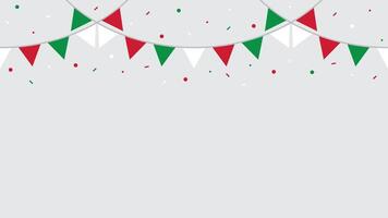 Seamless national flag of Italy triangle party bunting with confetti border. Flat design illustration. vector