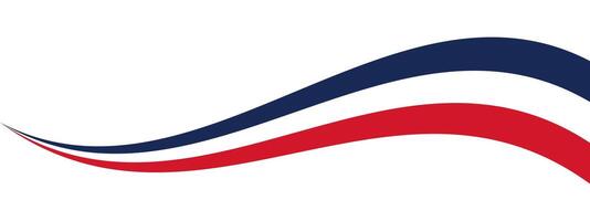 Blue, white and red colored curved border background, as the colors of the national flag of France. Flat design illustration. vector