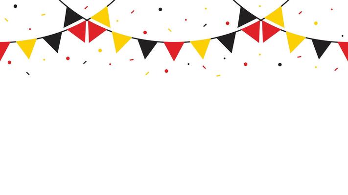 Seamless flag of Germany triangle party bunting with confetti border. Flat design illustration.
