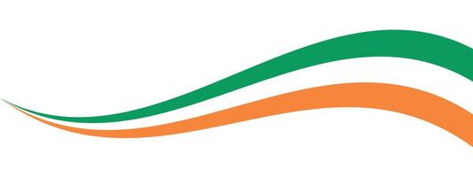 Green, white, orange colored curved border background, as the colors of Ireland flag. Flat design illustration. vector