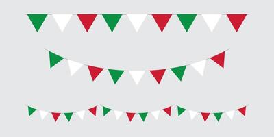 Set of seamless national flag of Italy triangle party bunting border. Flat design illustration. vector