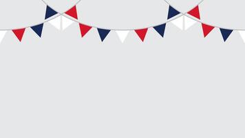 Seamless red, white and blue flag triangle party bunting border. Flat design illustration. vector