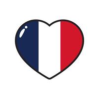 Blue, white and red colored heart icons, as the colors of the national flag of France. vector