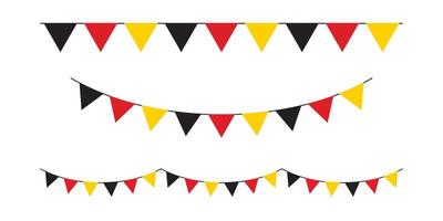 Set of seamless flag of Germany triangle party bunting border. Flat design illustration. vector