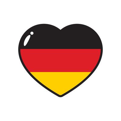 Black, red and yellow colored heart icons, as the colors of Germany flag.