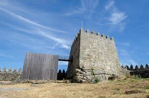 Castle tower in the medieval town of Trancoso, Portugal. photo