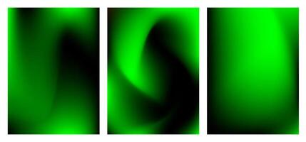 Abstract green and black color gradient texture collection. Modern smooth background illustration template for decoration, surface, advertising, idea, artwork, landing page, banner, poster, display vector