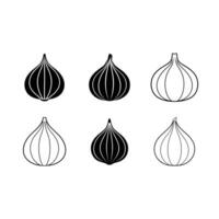 and Line Art Design of Garlic for Creative Graphics vector