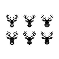 Head of Reindeer and Line Art Design vector