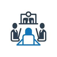 Board room members sitting around a table icon, Conference Meeting Icon vector