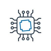 Chip Processor Icon, Computer chip symbol, CPU Chip Icon, Micro Chip Icon vector