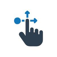 Finger swiping with arrow icon, Finger pressing a button symbol, Hand making a selection gesture icon, Hand with finger making a pressing icon vector