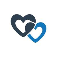 Two Hearts Icon, Two intertwined hearts icon vector