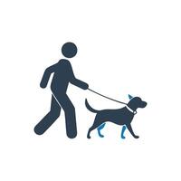 Service Dog Icon, Person walking a dog on a leash icon vector
