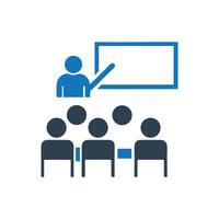 Classroom Icon, Lecture icon, Teacher at chalkboard icon vector