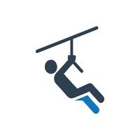 Zip line icon, Person Riding Zip line Icon vector