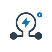 Electricity Icon, power cord icon, Lightning bolt icon, Two pronged power cord symbol, Electric power cord icon vector