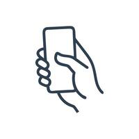 Hand Holding Smartphone Icon, Hand taking a picture with a smartphone symbol vector