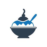 Bowl Of Ice Cream icon, Ice cream sundae icon vector