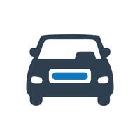 Front view of a compact car icon, Sedan car icon, Side view of a pickup truck icon vector