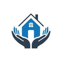 Hands Holding Home Icon, Hands holding home icon, Home lending icon vector