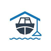 Boat In Dry-dock Icon, Boat Storage Icon vector
