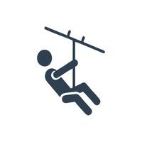 Zip line icon, Person Riding Zip line Icon vector