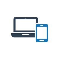 Laptop And Smart Phone Icon, Laptop computer with cell phone icon vector