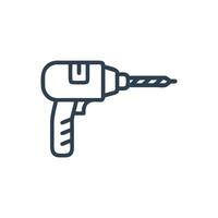 Drill press with bit and sawdust icon, Power drill icon vector