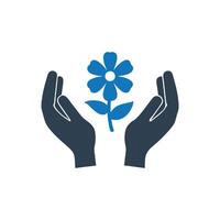 Hands Holding Flower Icon vector
