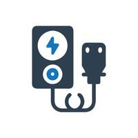 Electricity Icon, power cord icon, Lightning bolt icon vector