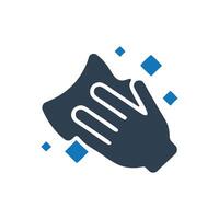 Wipe Icon, Hand holding a cloth wiping a surface icon vector